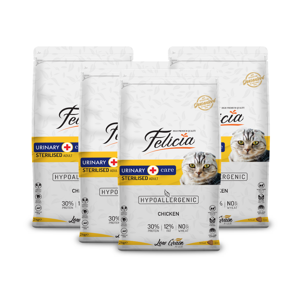 PACK x 4 - Alimento Hipoalergénico Felicia Pollo 2kg - Gato Esterilizado
