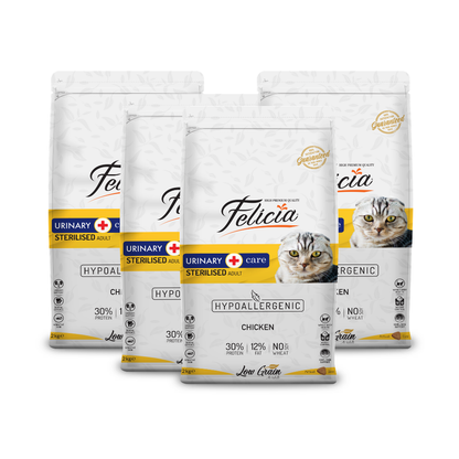 PACK x 4 - Alimento Hipoalergénico Felicia Pollo 2kg - Gato Esterilizado