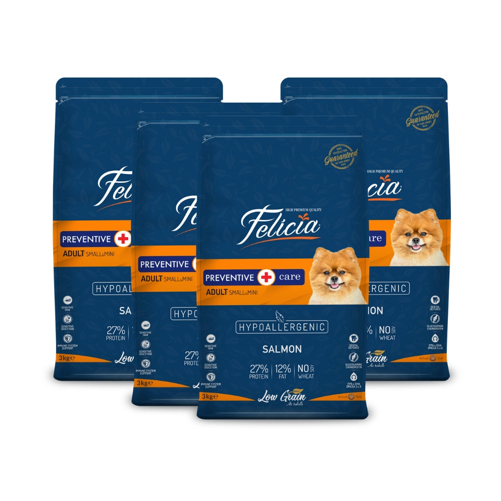 PACK x 4 - Alimento Hipoalergénico Felicia Salmón 3kg - Perro adulto