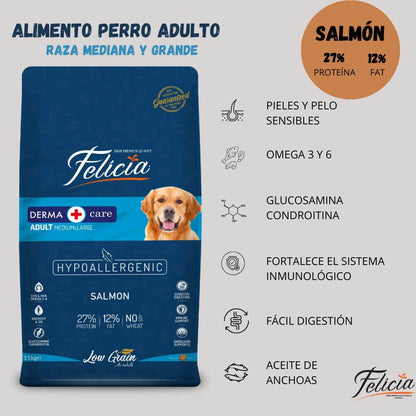Alimento Hipoalergénico Felicia Salmón 15kg - Perro adulto, Alimento Perro